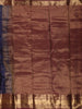 Deep Navy Blue Mini Checked with Butta Zari Woven Design Pure Kanchipuram Silk Saree with Contrast Zari Border
