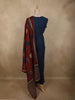 Deep Navy Blue Mirror Embroidered Design Cotton Palazzo Suit with Dupatta
