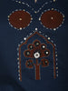 Deep Navy Blue Mirror Embroidered Design Cotton Palazzo Suit with Dupatta