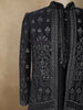 Deep Navy Blue Mughal-inspired Thread Embroidered Design Velvet Men Sherwani Suit