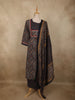 Deep Navy Blue Paisley Printed Design Cotton Salwar Suit with Dupatta