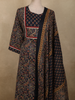 Deep Navy Blue Paisley Printed Design Cotton Salwar Suit with Dupatta