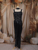 Deep Navy Blue Sequins and Beads Embroidered Design Holographic Ready to Wear Draped Saree with Stitched Designer Blouse