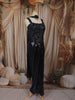 Deep Navy Blue Sequins and Beads Embroidered Design Holographic Ready to Wear Draped Saree with Stitched Designer Blouse