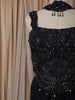 Deep Navy Blue Sequins and Beads Embroidered Design Holographic Ready to Wear Draped Saree with Stitched Designer Blouse