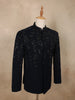 Deep Navy Blue Sequins and Beads Embroidered Design Polynosic Men's Suit