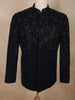 Deep Navy Blue Sequins and Beads Embroidered Design Polynosic Men's Suit