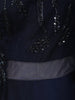 Deep Navy Blue Sequins and Beads Embroidered Design Satin Partywear Gown