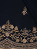 Deep Navy Blue Floral Embroidered Sequence Design Satin Saree - Diadem