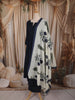 Deep Navy Blue Solid Woven Design Cotton Anarkali Salwar Suit with Contrast Dupatta