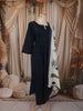 Deep Navy Blue Solid Woven Design Cotton Anarkali Salwar Suit with Contrast Dupatta