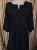Deep Navy Blue Solid Woven Design Cotton Anarkali Salwar Suit with Contrast Dupatta