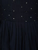 Deep Navy Blue Solid Woven Design Cotton Anarkali Salwar Suit with Contrast Dupatta