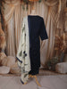 Deep Navy Blue Solid Woven Design Cotton Anarkali Salwar Suit with Contrast Dupatta