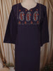 Deep Navy Blue Solid Woven Design Cotton Straight Cut Salwar Suit with Dupatta