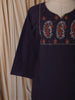 Deep Navy Blue Solid Woven Design Cotton Straight Cut Salwar Suit with Dupatta