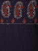 Deep Navy Blue Solid Woven Design Cotton Straight Cut Salwar Suit with Dupatta
