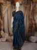 Deep Navy Blue Stone Embellished Design Pure Tussar Saree with Designer Border