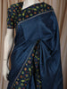 Deep Navy Blue Stone Embellished Design Pure Tussar Saree with Designer Border