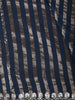 Deep Navy Blue Striped Zari Woven Design Pure Organza Saree with Designer Border