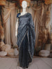 Deep Navy Blue Striped Zari Woven Design Pure Organza Saree with Designer Border