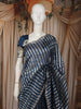 Deep Navy Blue Striped Zari Woven Design Pure Organza Saree with Designer Border