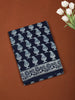 Deep Navy Blue Traditional Motif Printed Design Cotton Casual Wear Saree