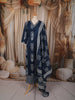 Deep Navy Blue Traditional Motif Printed Design Cotton Straight Cut Salwar Suit with Matching Dupatta