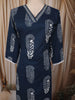 Deep Navy Blue Traditional Motif Printed Design Cotton Straight Cut Salwar Suit with Matching Dupatta