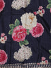 Deep Navy Blue Vertical Striped Zari Woven Design Pure Tissue Silk Party Wear Saree with Floral Border