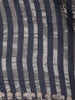 Deep Navy Blue Vertical Striped Zari Woven Design Pure Tissue Silk Party Wear Saree with Floral Border
