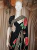 Deep Navy Blue with Multicolor Floral Printed Design Georgette Fancy Saree with Designer Border