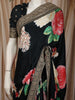 Deep Navy Blue with Multicolor Floral Printed Design Georgette Fancy Saree with Designer Border