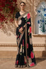 Deep Navy Blue with Multicolor Floral Printed Design Georgette Fancy Saree with Designer Border