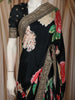 Deep Navy Blue with Multicolor Floral Printed Design Georgette Fancy Saree with Designer Border