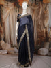 Deep Navy Striped Zari Woven Design Pure Tissue Organza Fancy Saree with Designer Border