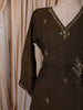 Deep Olive Brown Floral Butta Sequins and Beads Embroidered Design Crepe Silk Straight Cut Salwar Suit with Matching Dupatta