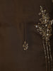 Deep Olive Brown Floral Butta Sequins and Beads Embroidered Design Crepe Silk Straight Cut Salwar Suit with Matching Dupatta