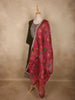 Deep Olive Forest Green Floral Embroidered Design Silk Salwar Suit with Contrast Dupatta