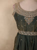 Deep Olive Green Beads and Mirror Embroidered Design Organza Party Wear Gown with Hip Belt