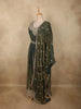 Deep Olive Green Beads and Mirror Embroidered Design Organza Party Wear Gown with Hip Belt