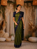 Deep Olive Green Butta Design Soft Silk Saree with Contrast Border