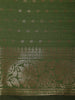 Deep Olive Green Butta Zari Woven Design Semi Silk Saree with Floral Border