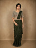 Deep Olive Green Embroidered Georgette Ready To Wear Saree with Designer Blouse