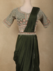 Deep Olive Green Embroidered Georgette Ready To Wear Saree with Designer Blouse