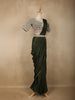Deep Olive Green Embroidered Georgette Ready To Wear Saree with Designer Blouse