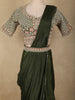 Deep Olive Green Embroidered Georgette Ready To Wear Saree with Designer Blouse