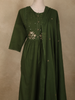 Deep Olive Green Floral Thread Embroidered Design Cotton Anarkali Salwar Suit