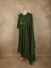 Deep Olive Green Floral Thread Embroidered Design Cotton Anarkali Salwar Suit