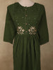Deep Olive Green Floral Thread Embroidered Design Cotton Anarkali Salwar Suit